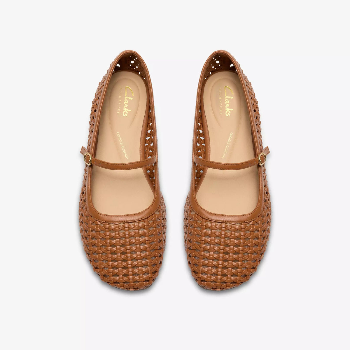 CLARKS Livia SKY TAN Weave: ブラウン バレエシューズ レディース
