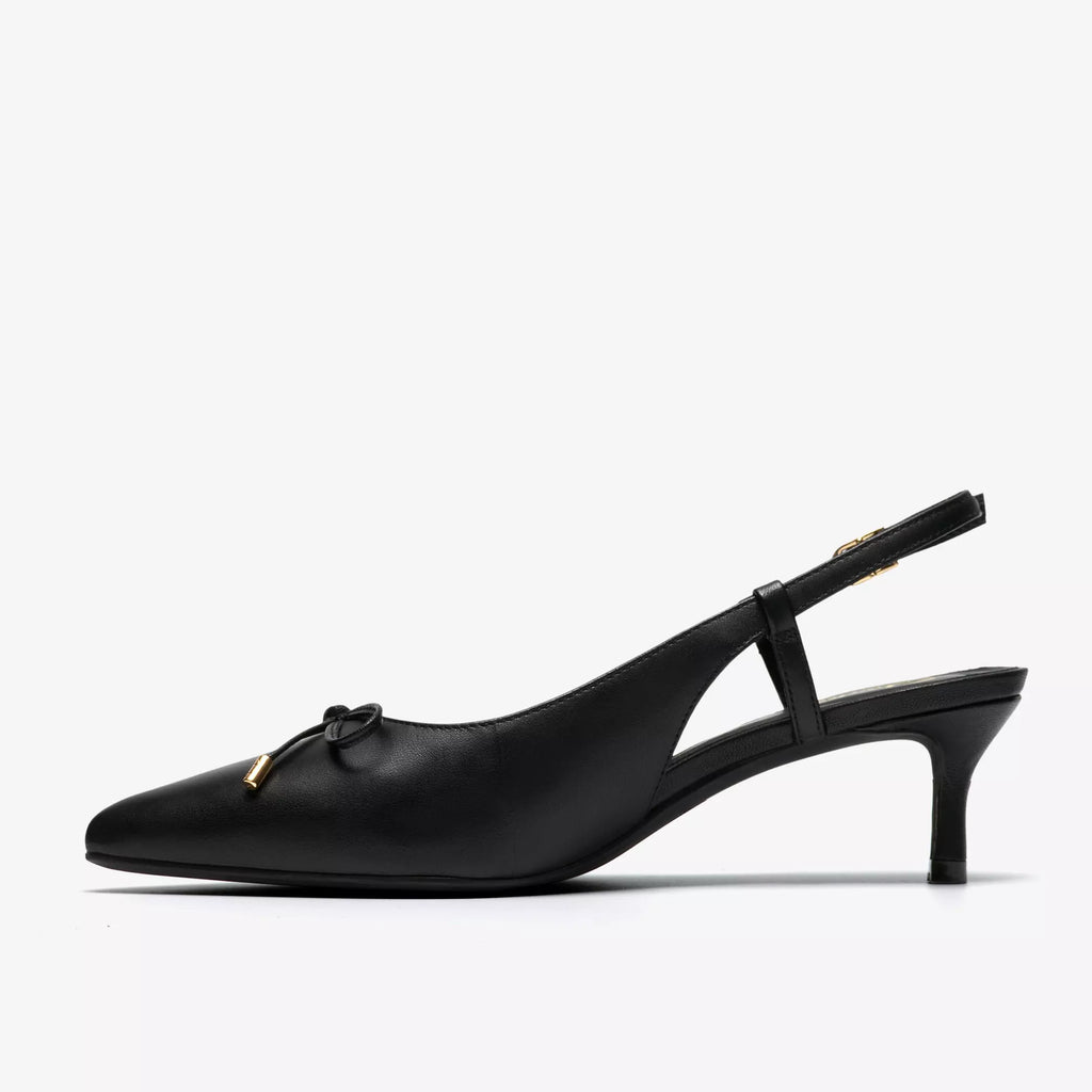 CLARKS Zarey BOW Black Leather: sort sko til kvinder
