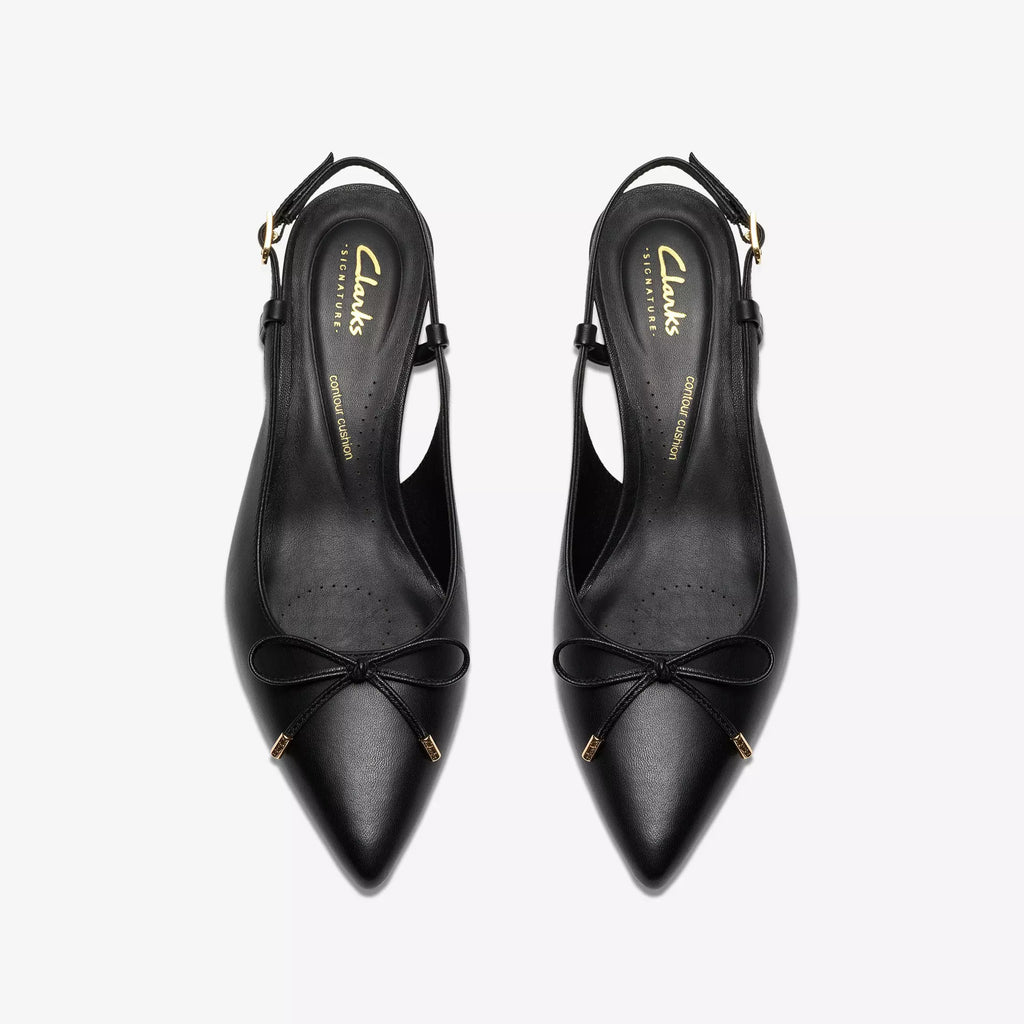 CLARKS Zarey BOW Black Leather: sort sko til kvinder