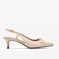CLARKS Zarey BOW Cream Leather: beige sko til kvinder