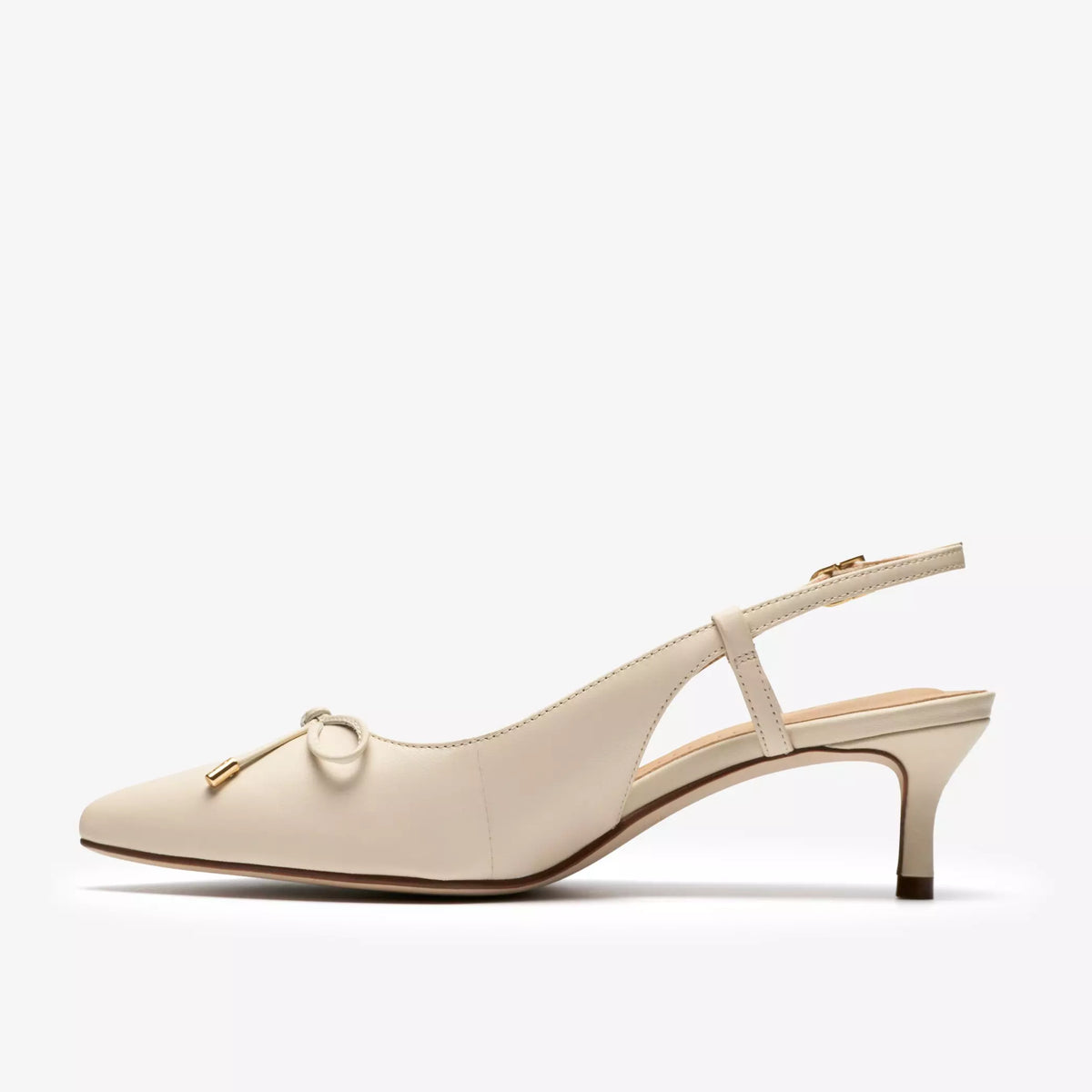 CLARKS Zarey BOW Cream Leather: beige sko til kvinder