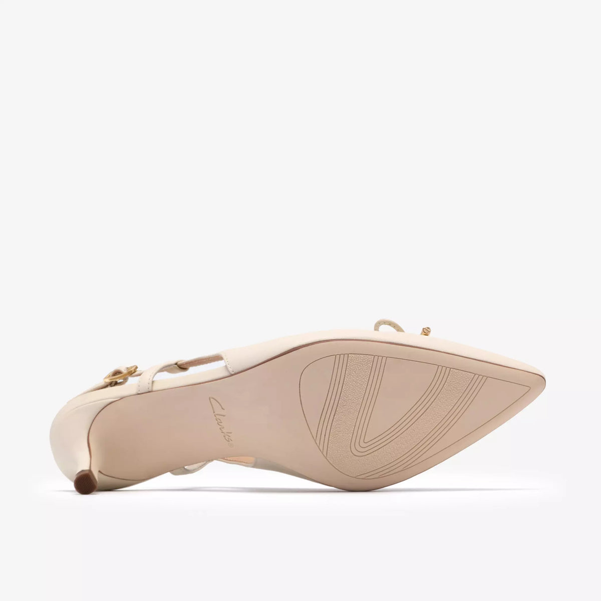 CLARKS Zarey BOW Cream Leather: بيج أحذية للنساء