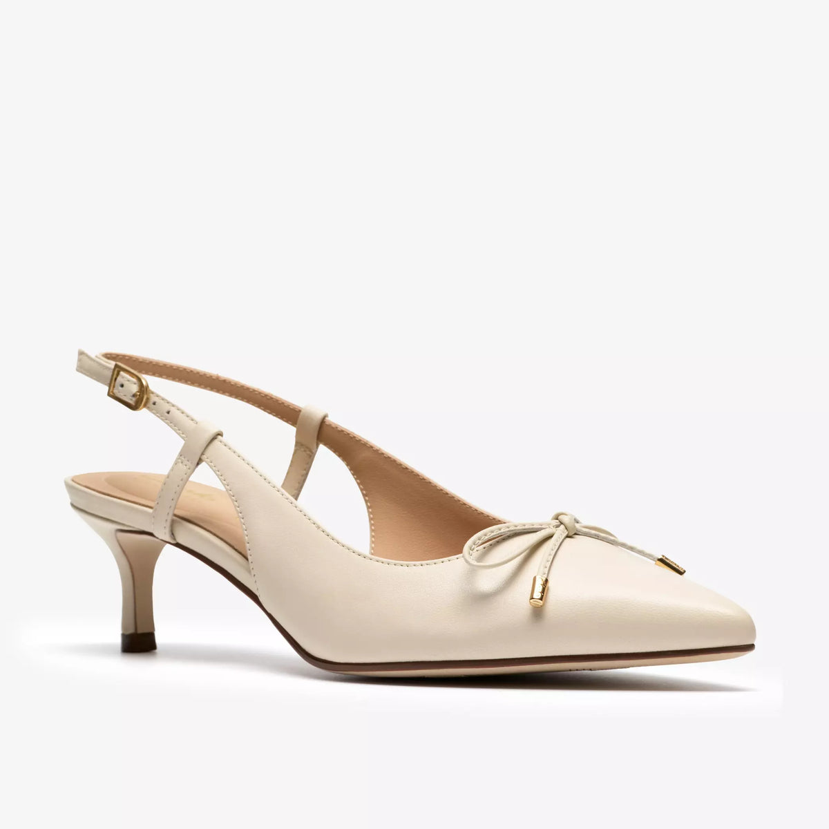CLARKS Zarey BOW Cream Leather: بيج أحذية للنساء