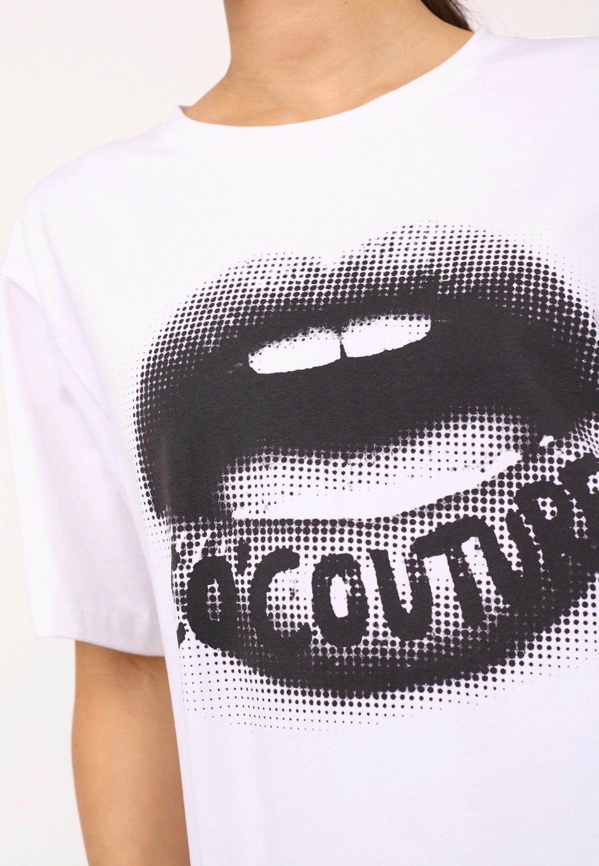 COCOUTURE Lipcc COCO BOX TEE White: biały T-shirt dla kobiet
