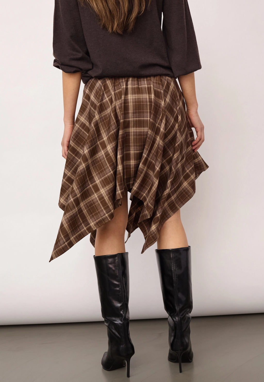 COCOUTURE Dagnycc Check TIE Skirt Brown: коричневый юбка для женщин