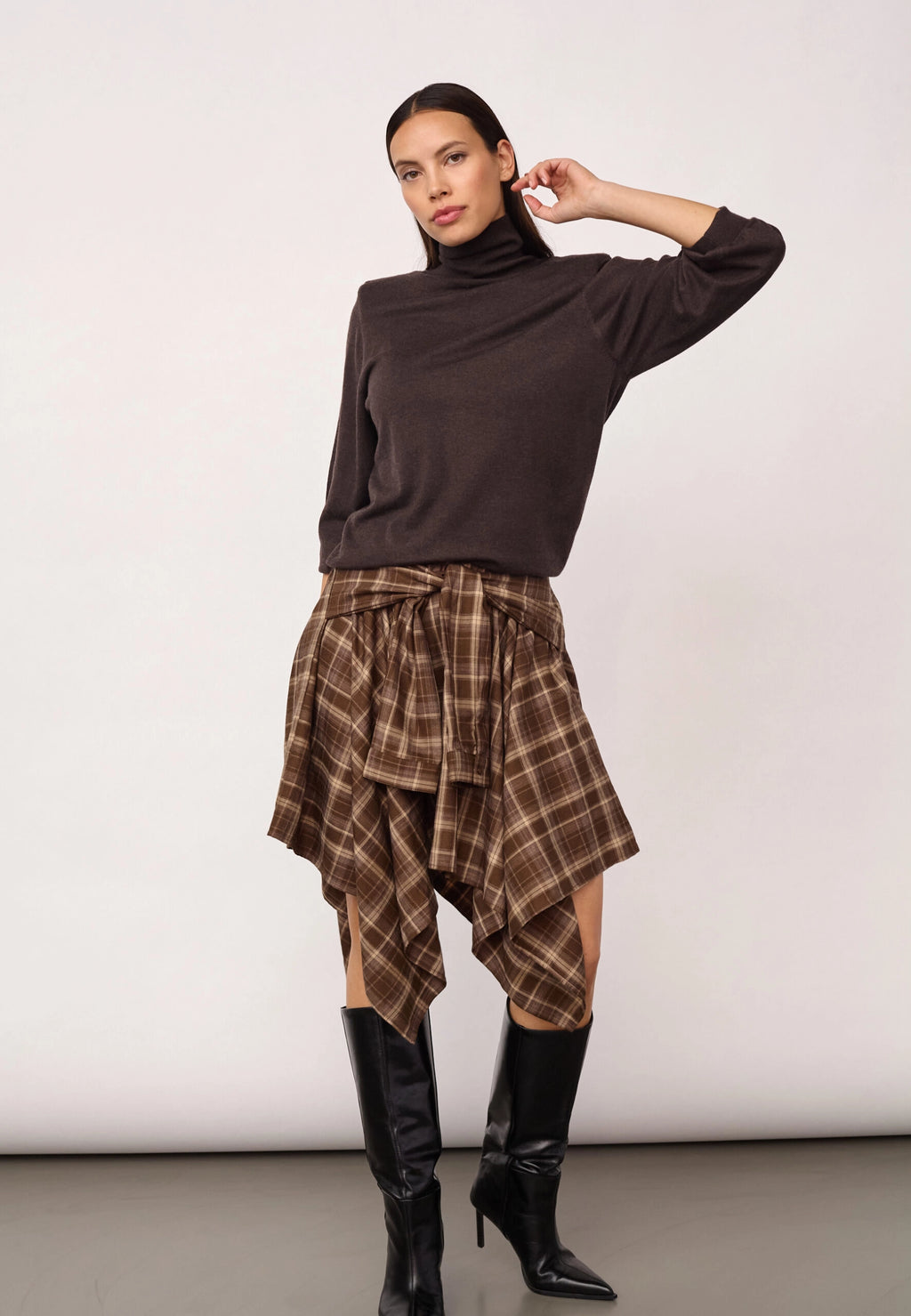 COCOUTURE Dagnycc Check TIE Skirt Brown: коричневый юбка для женщин