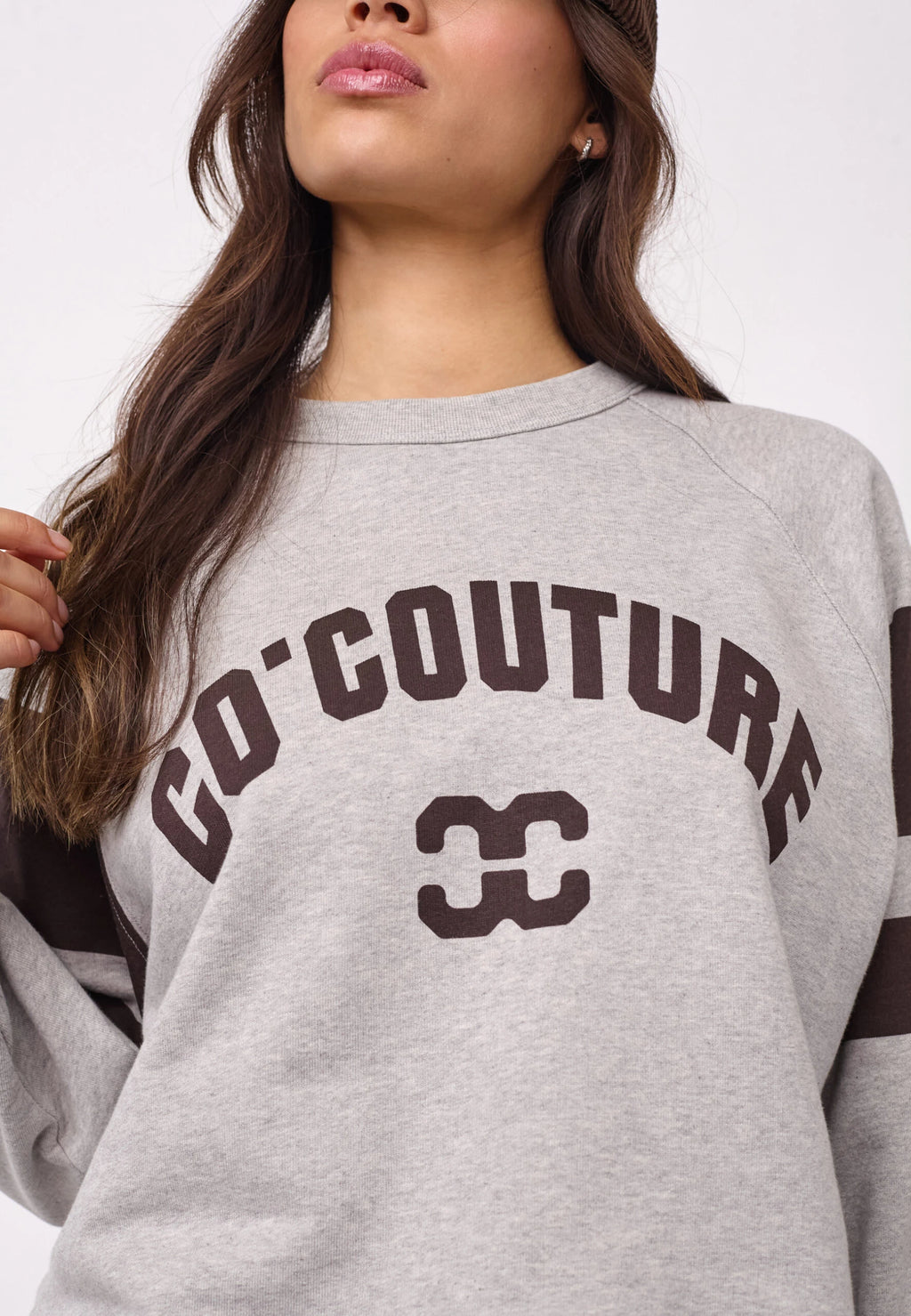 COCOUTURE Eriscc College Sweat GREY Melange: gris pull pour femme