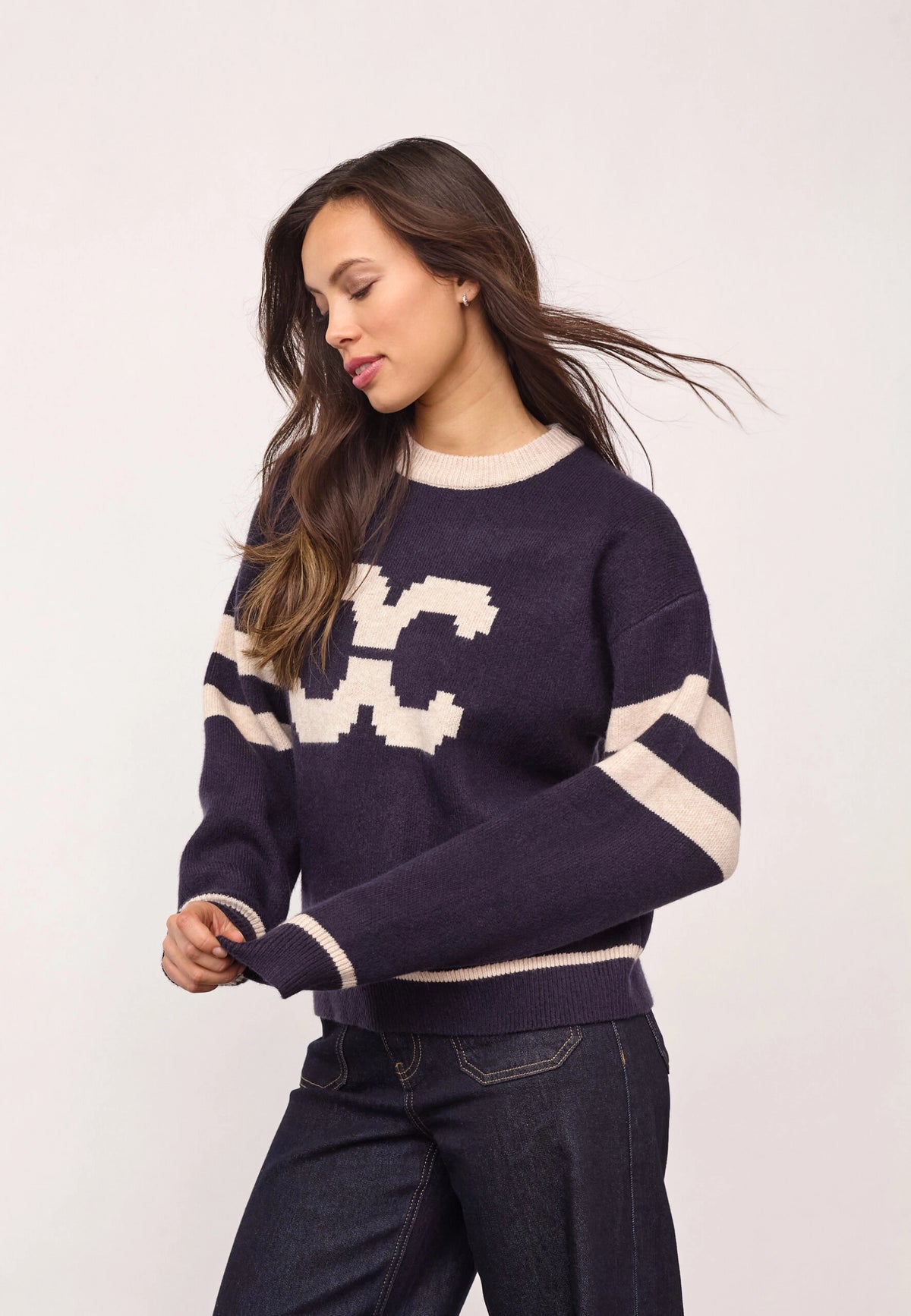 COCOUTURE Rowcc COCO LOGO KNIT NAVY: ブルー ニット レディース