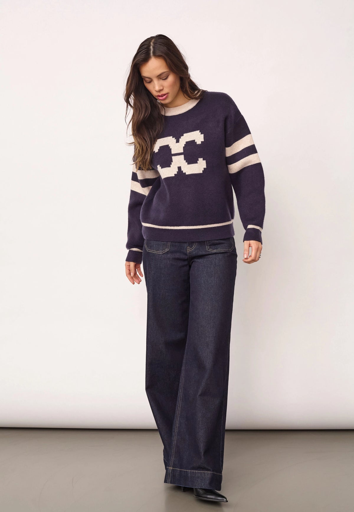 COCOUTURE Rowcc COCO LOGO KNIT NAVY: ブルー ニット レディース