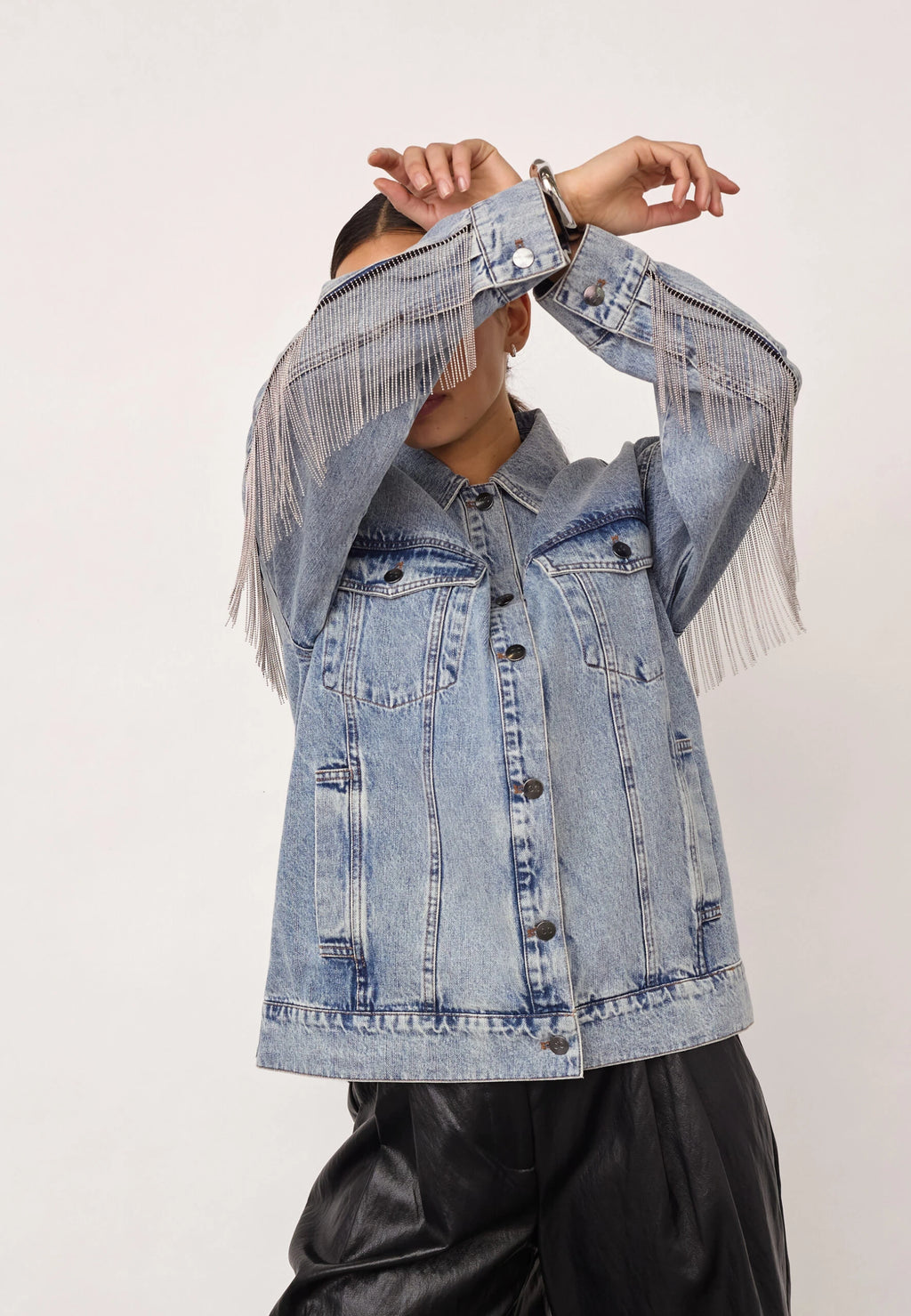COCOUTURE Denicecc Denim Fringe Jacket Bleach Denim: синій куртка для жінок