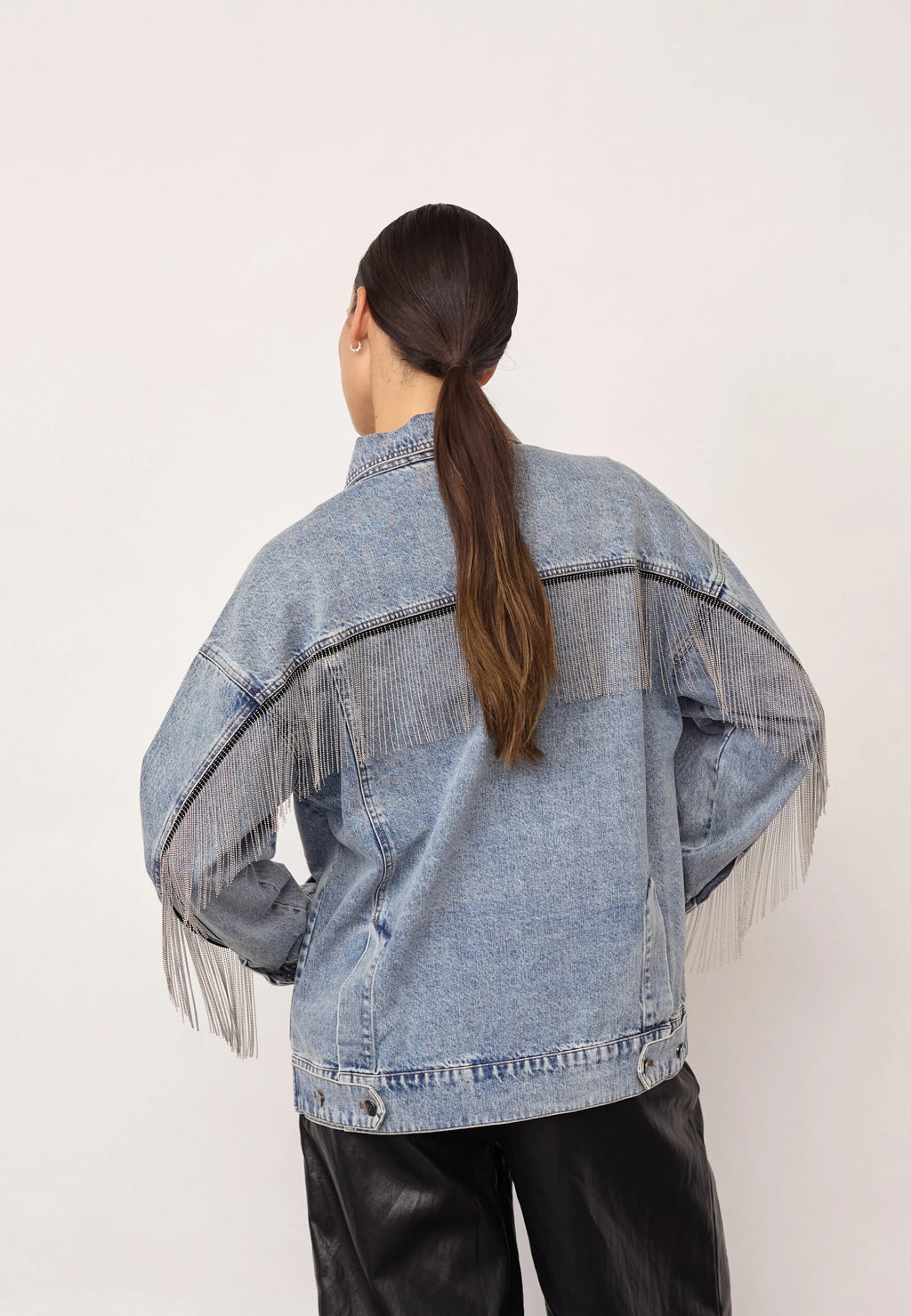COCOUTURE Denicecc Denim Fringe Jacket Bleach Denim: синій куртка для жінок