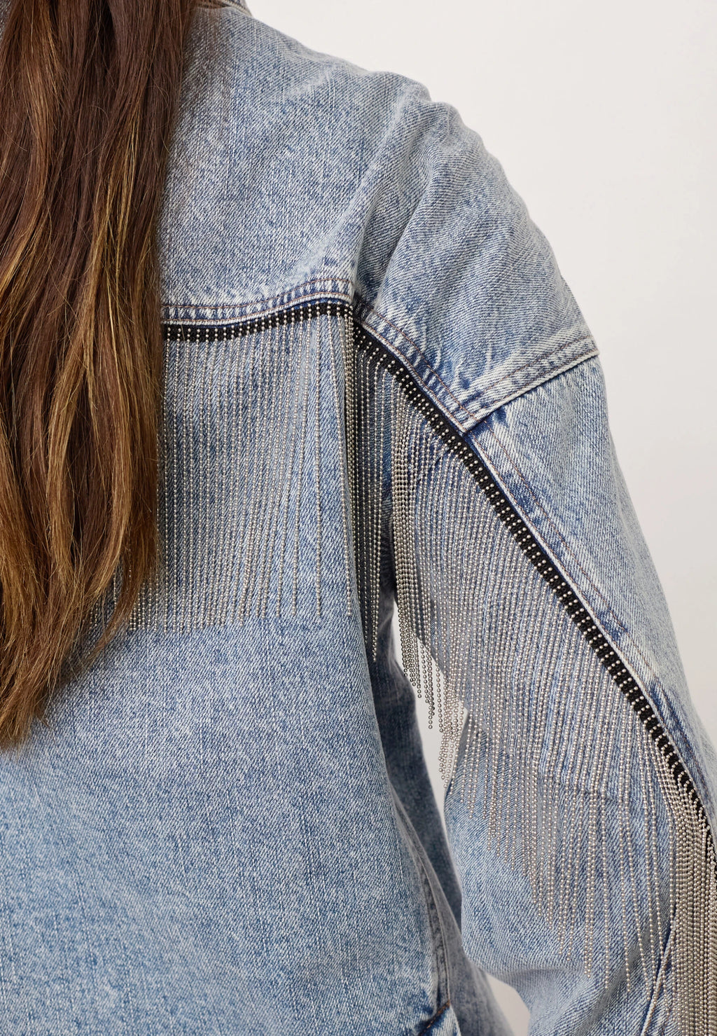 COCOUTURE Denicecc Denim Fringe Jacket Bleach Denim: синій куртка для жінок