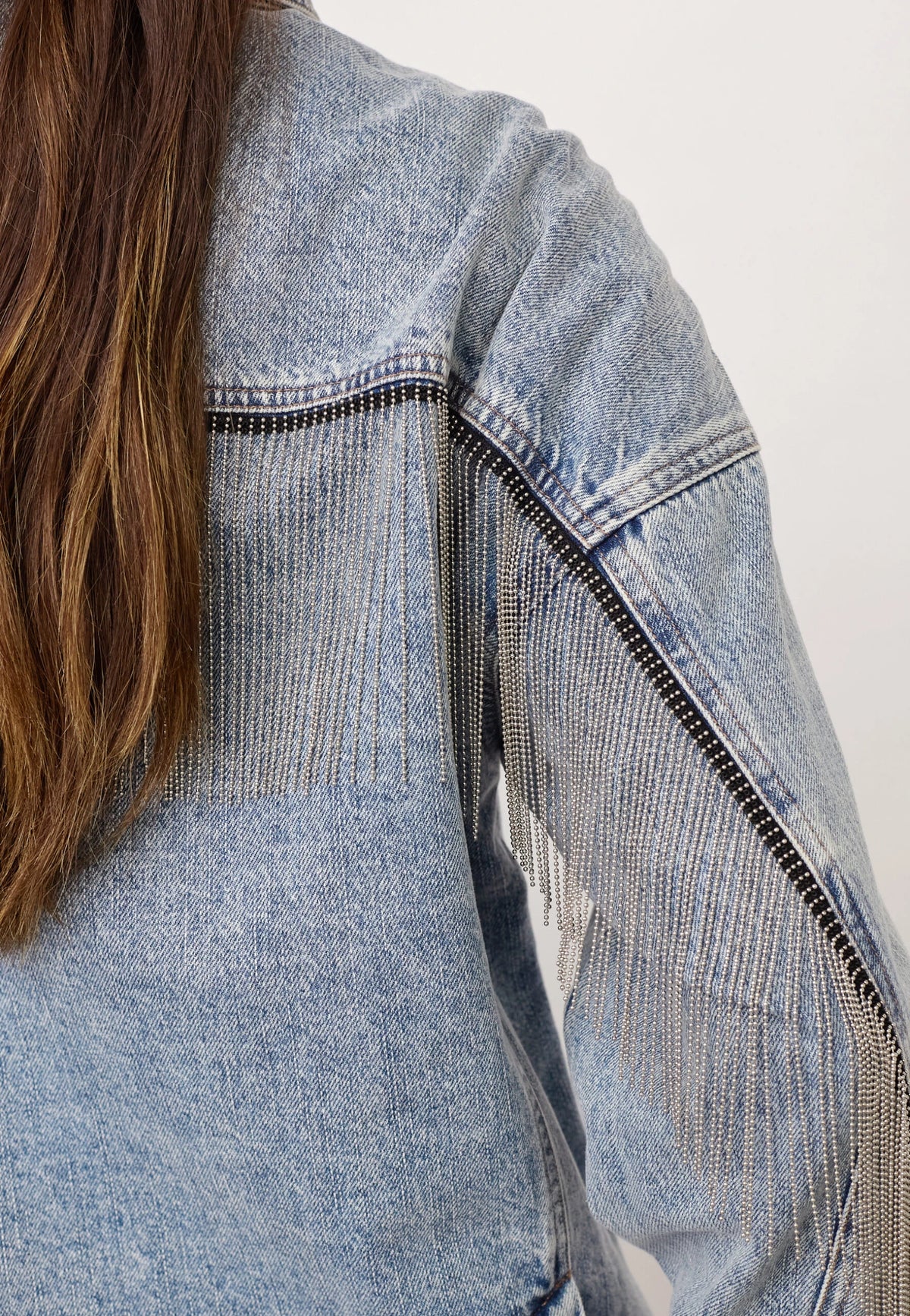 COCOUTURE Denicecc Denim Fringe Jacket Bleach Denim: синій куртка для жінок