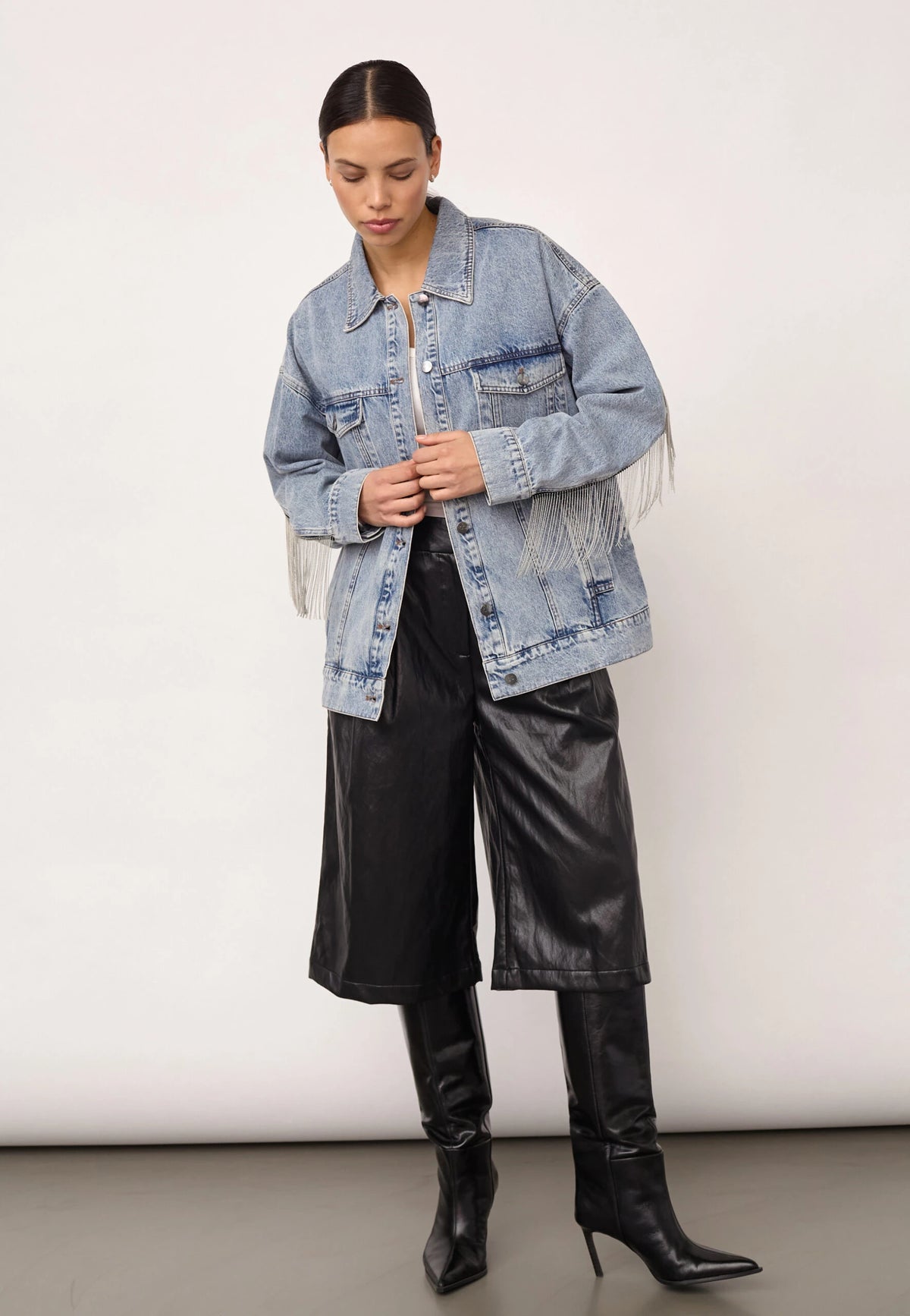 COCOUTURE Denicecc Denim Fringe Jacket Bleach Denim: синій куртка для жінок