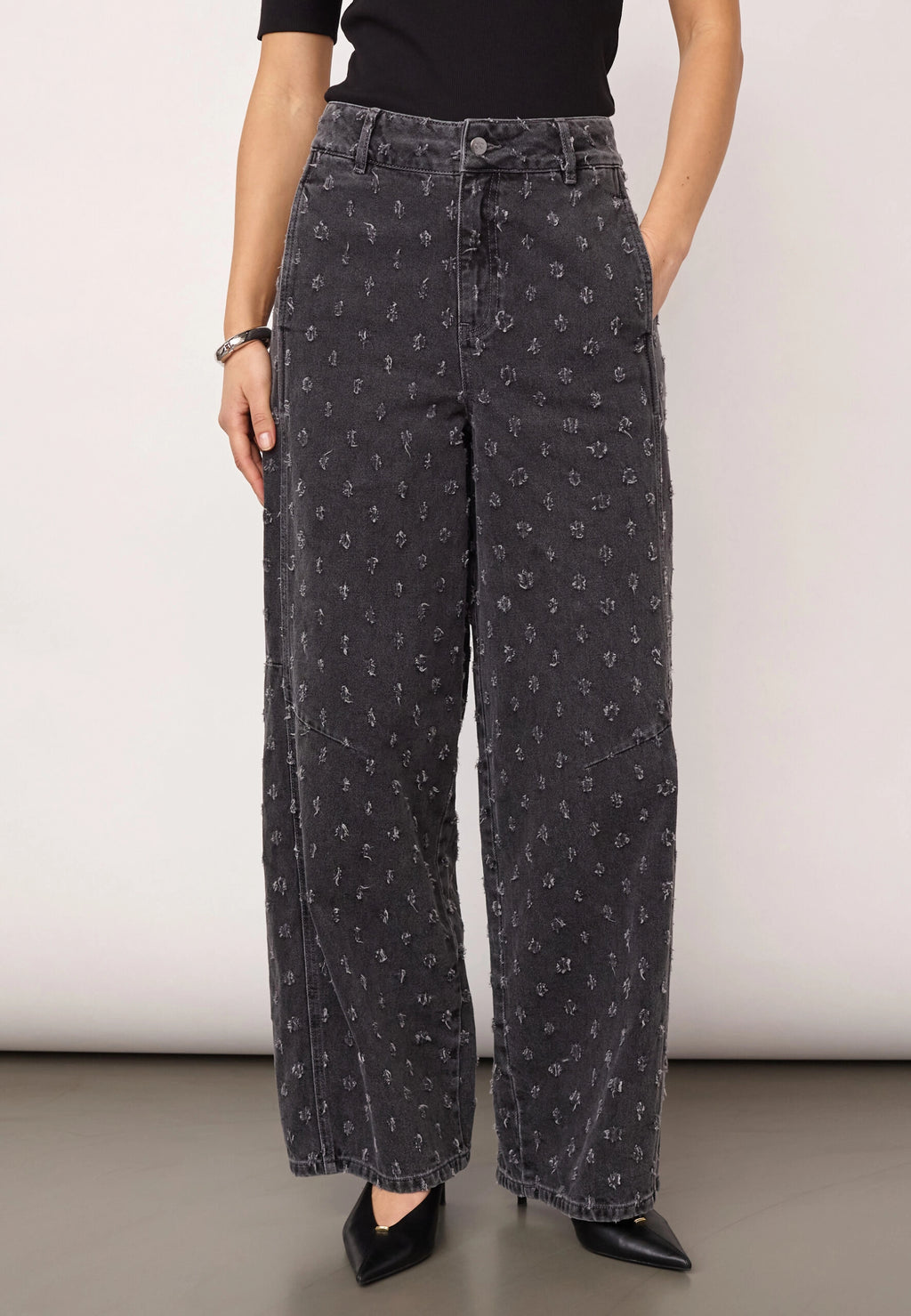 COCOUTURE Derricc DOT Jeans MID GREY: grey trousers for women