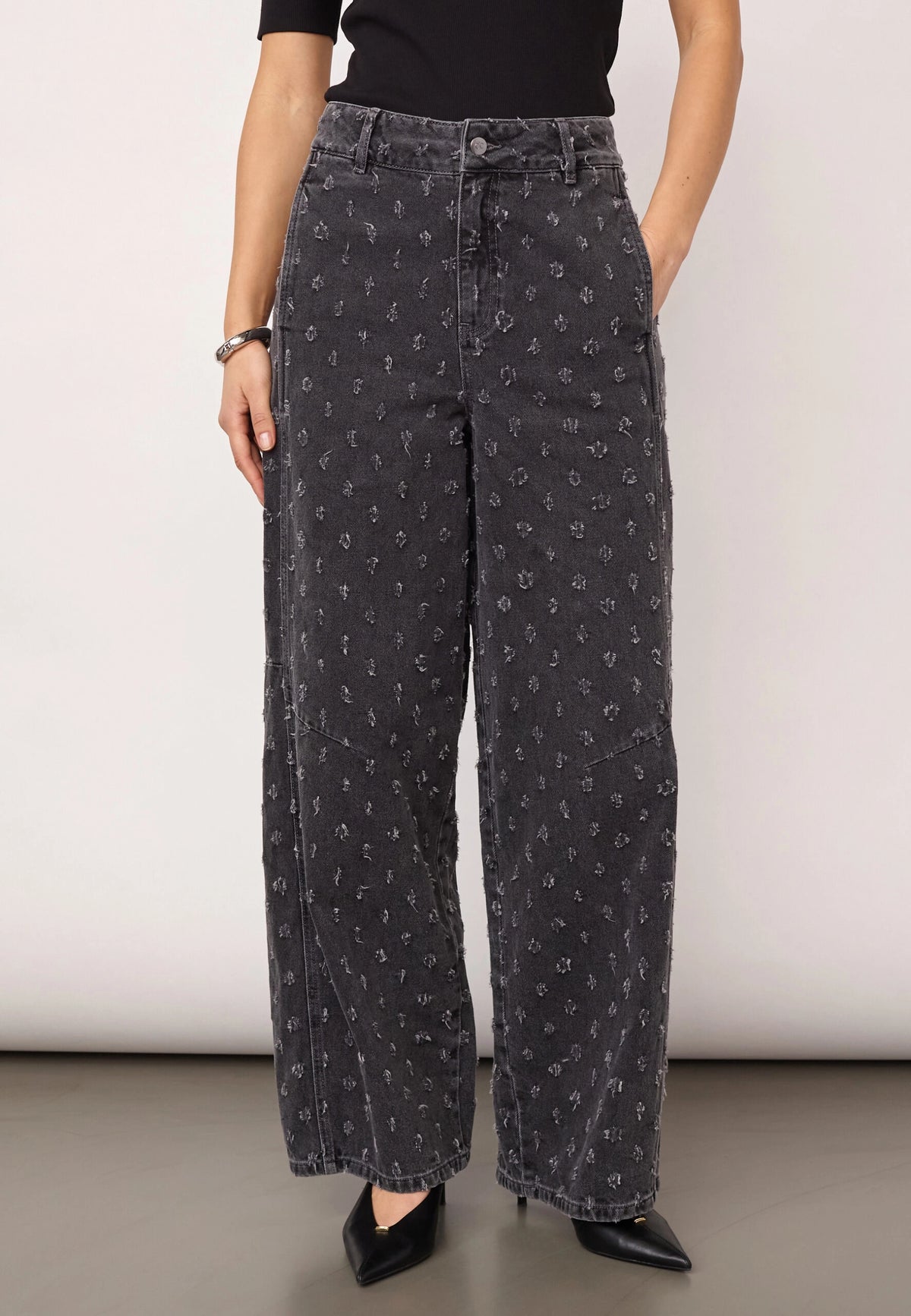 COCOUTURE Derricc DOT Jeans MID GREY: grey trousers for women