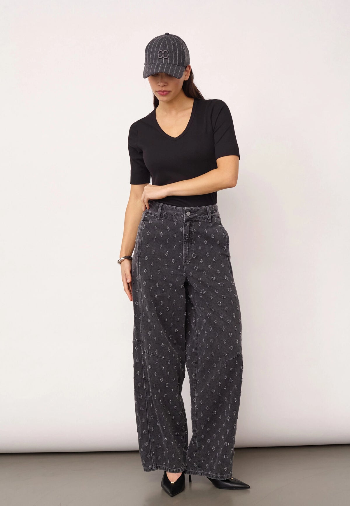 COCOUTURE Derricc DOT Jeans MID GREY: grey trousers for women