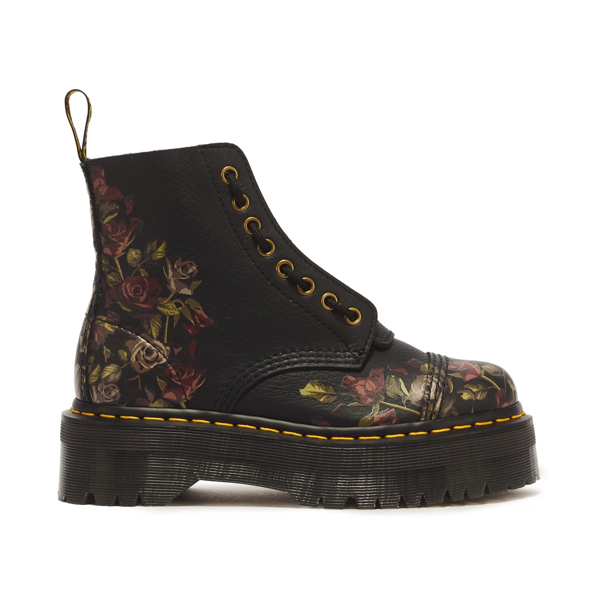 DR. MARTENS Sinclair Decayed Roses Classic Tumbled Nappa Black Milled: nero tronchetti da donna