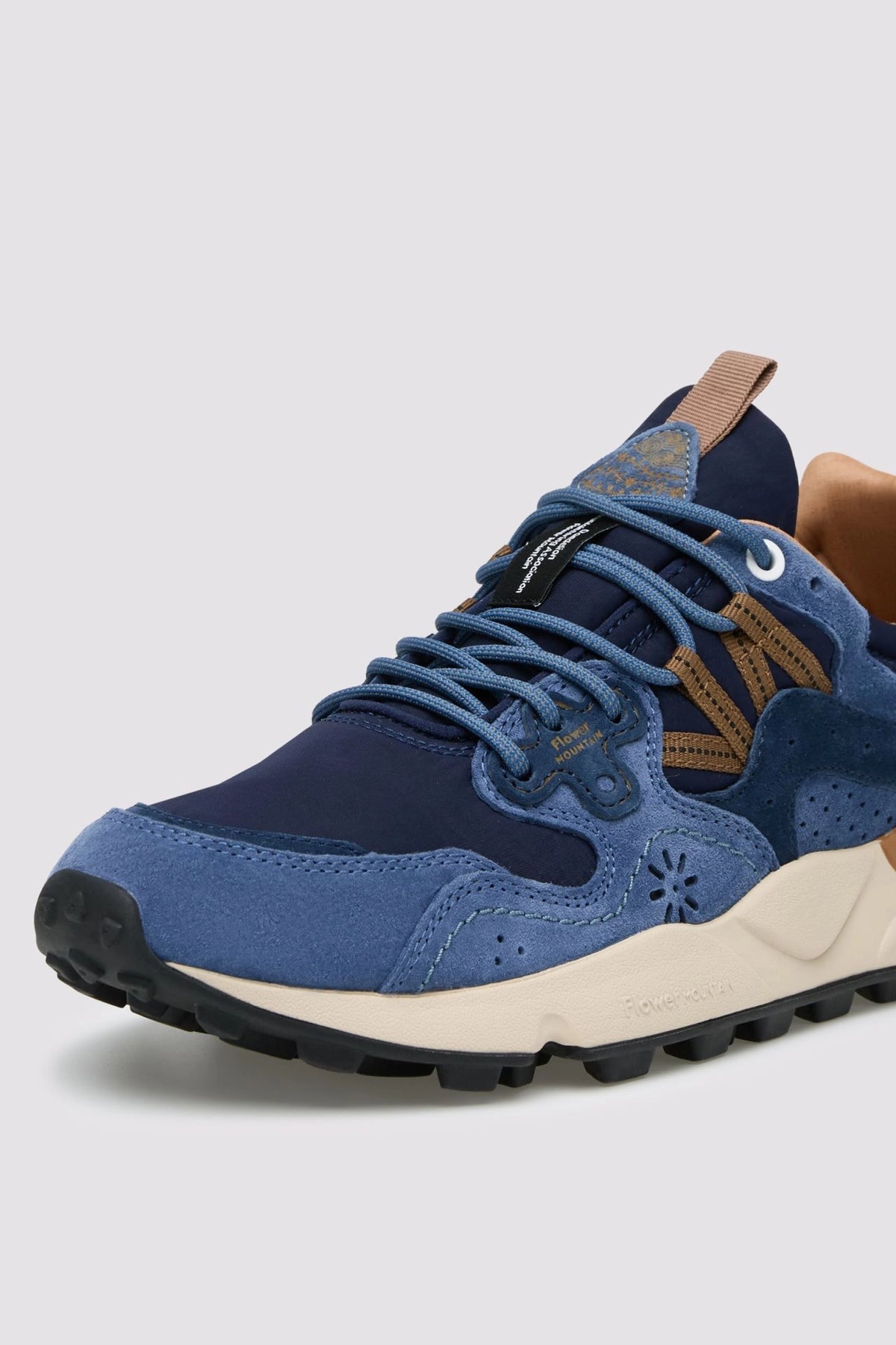 FLOWER MOUNTAIN Yamano 3 MAN Suede/nylon Navy-blue-brown: niebieski sneakersy dla mężczyzn