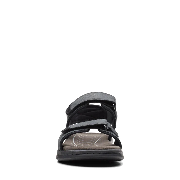 CLARKS | MEN'S SANDALS | HAPSFORD CREEK BLACK TUMBLED LEATHER | BLACK