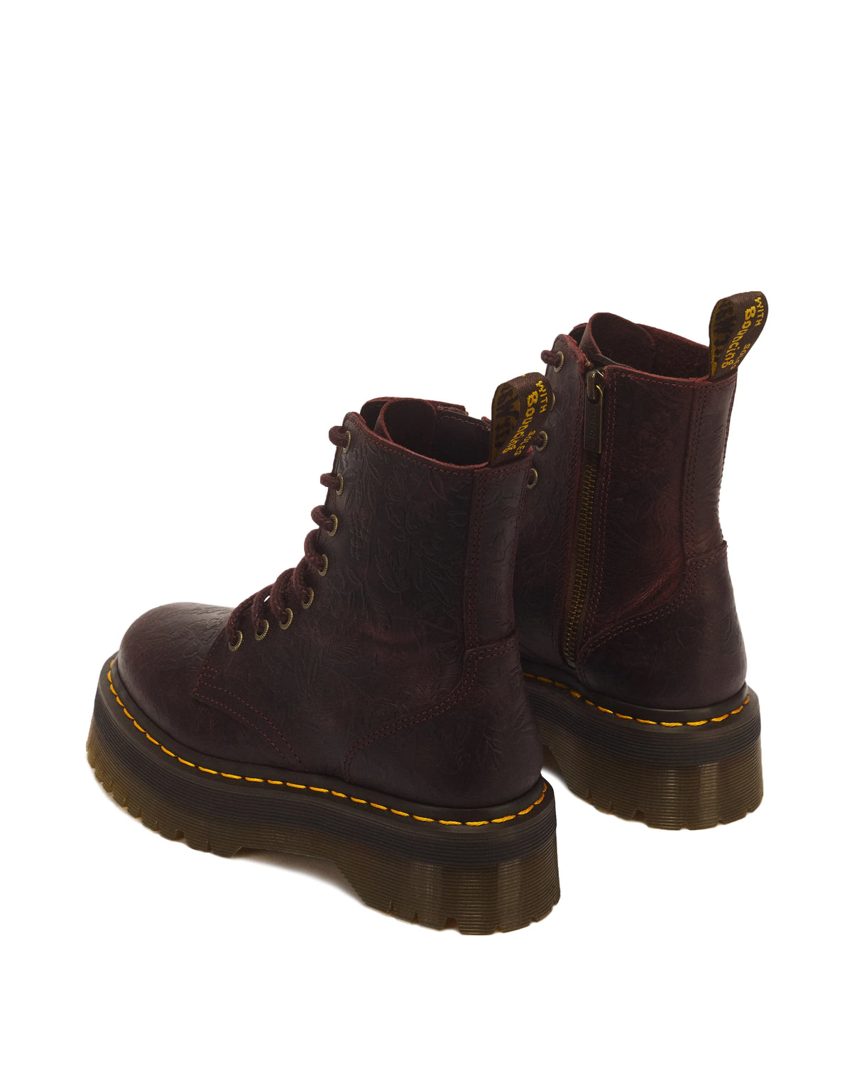 DR. MARTENS Jadon Emboss Floral Crazy Horse Cherry RED: 红色 靴子 中性