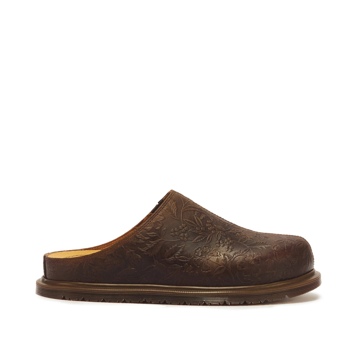 DR. MARTENS SAN MULE Emboss Floral Crazy Horse DARK Brown: 棕色 鞋履 中性