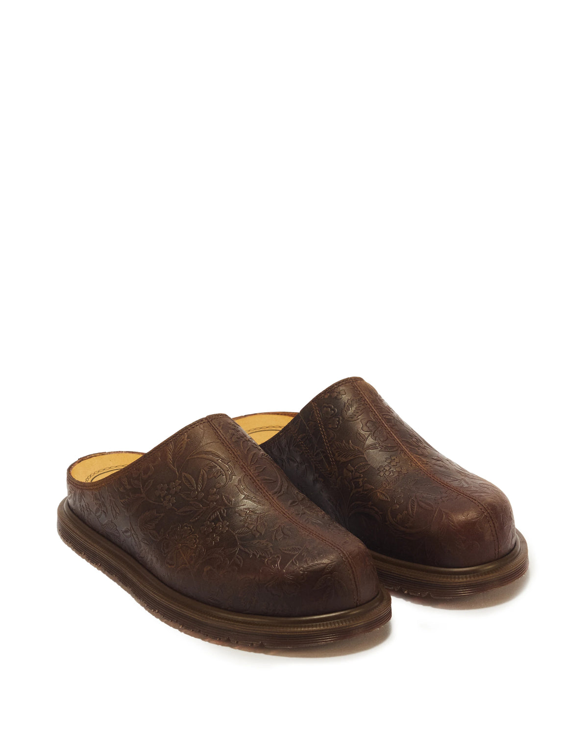 DR. MARTENS SAN MULE Emboss Floral Crazy Horse DARK Brown: 棕色 鞋履 中性