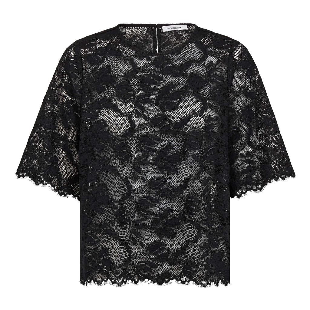 COCOUTURE Lannycc LACE Blouse Black: чорний блуза для жінок