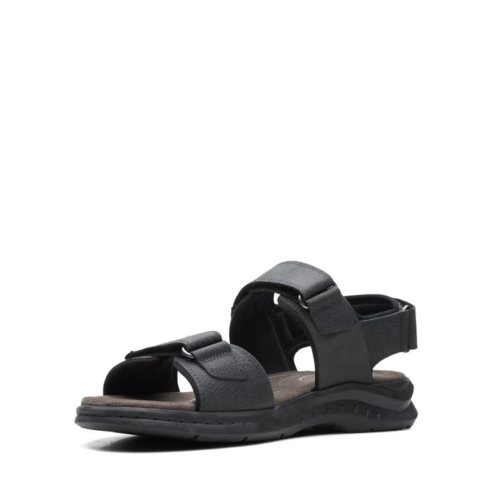 CLARKS | MEN'S SANDALS | HAPSFORD CREEK BLACK TUMBLED LEATHER | BLACK