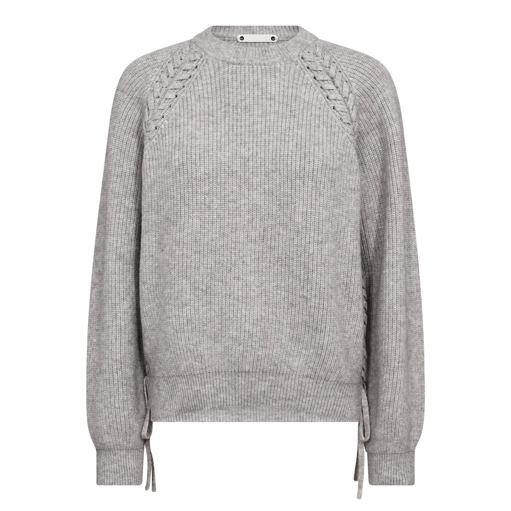 COCOUTURE Rowcc Braid String KNIT GREY Melange: szary sweter dla kobiet