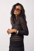 COCOUTURE Bariecc O-neck Black: zwart blouse voor dames