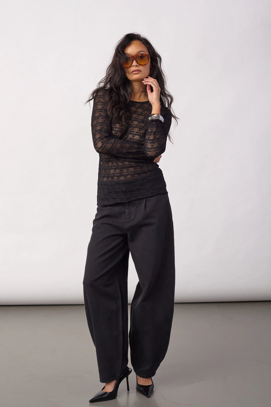 COCOUTURE Bariecc O-neck Black: zwart blouse voor dames