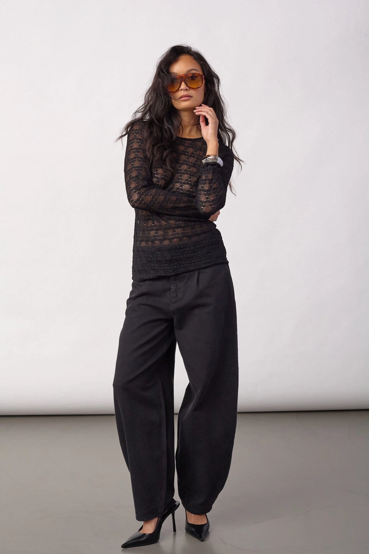 COCOUTURE Bariecc O-neck Black: zwart blouse voor dames