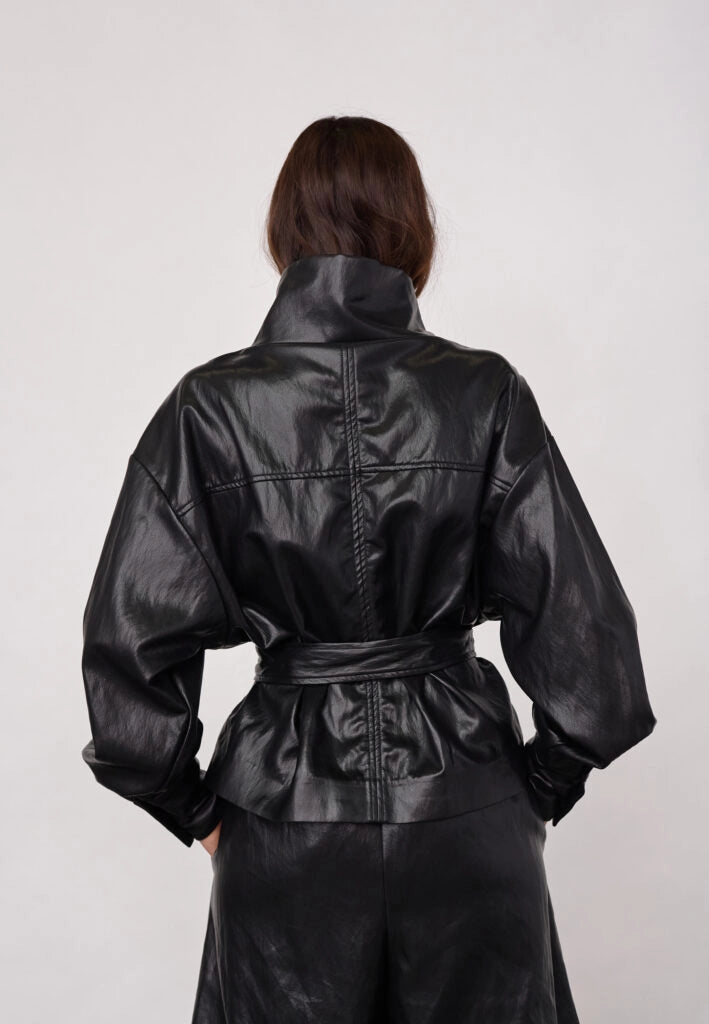 COCOUTURE Gittcc Funnel NECK Black: black blouse for women