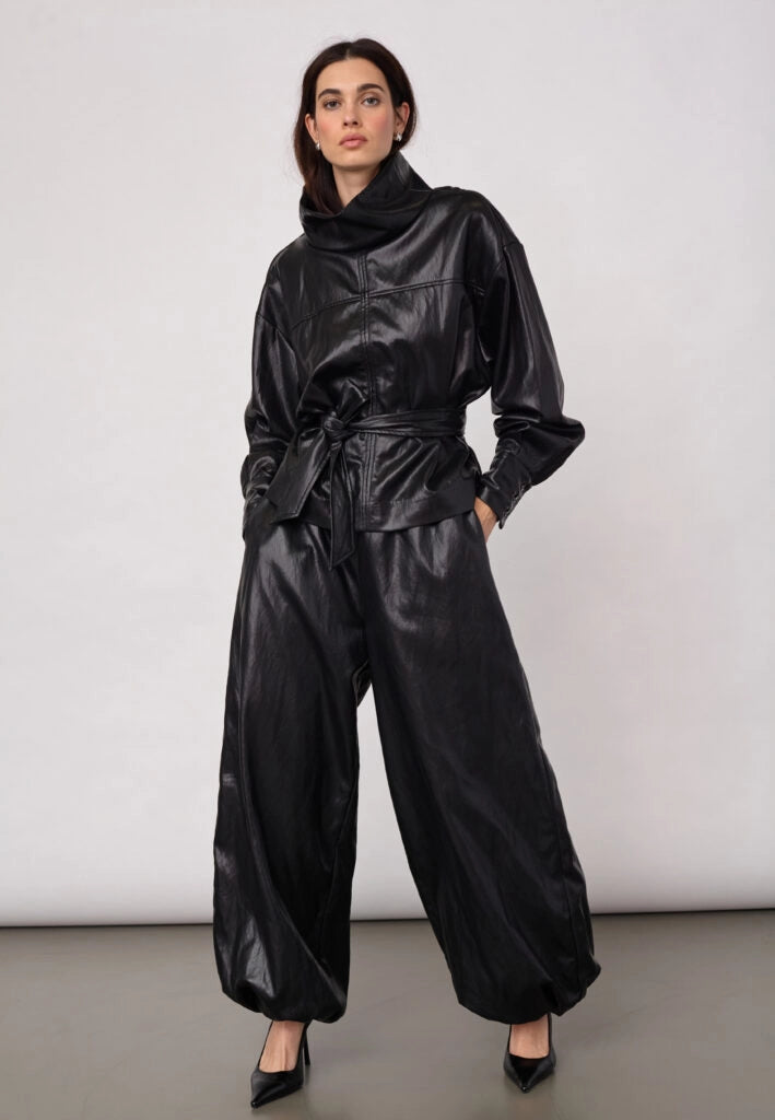 COCOUTURE Gittcc Funnel NECK Black: black blouse for women