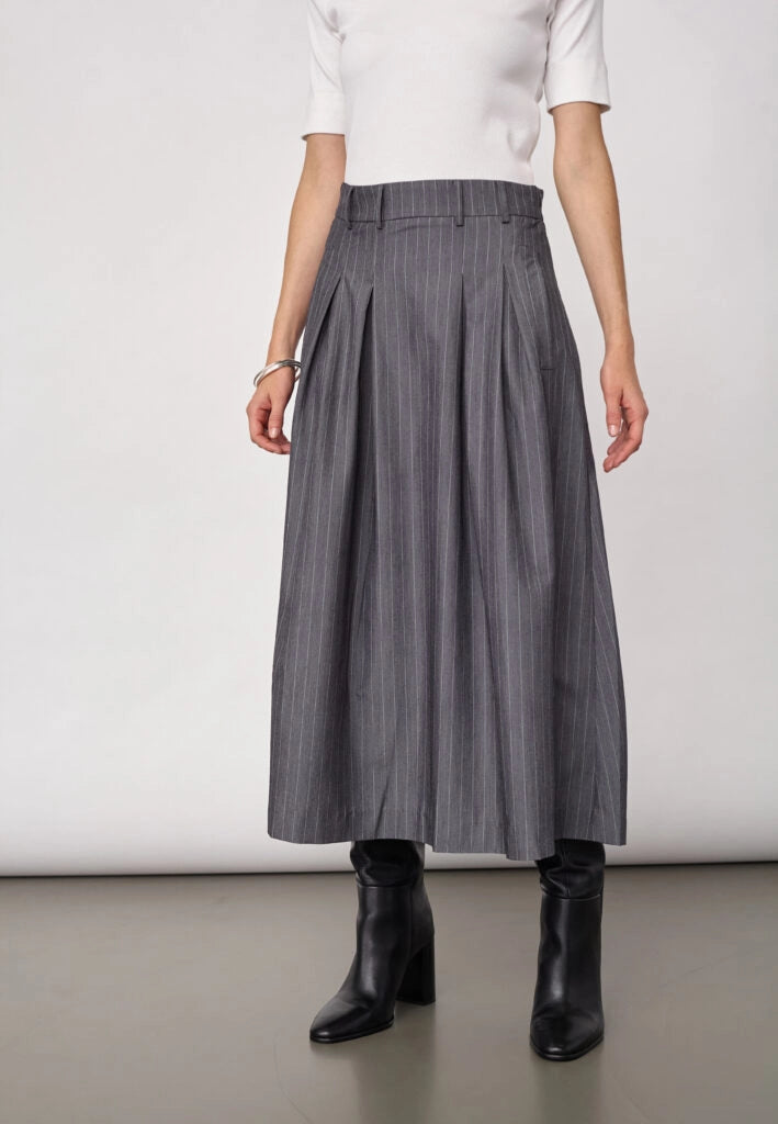 COCOUTURE Lyviacc Pleat PIN MID GREY: grigio gonna da donna