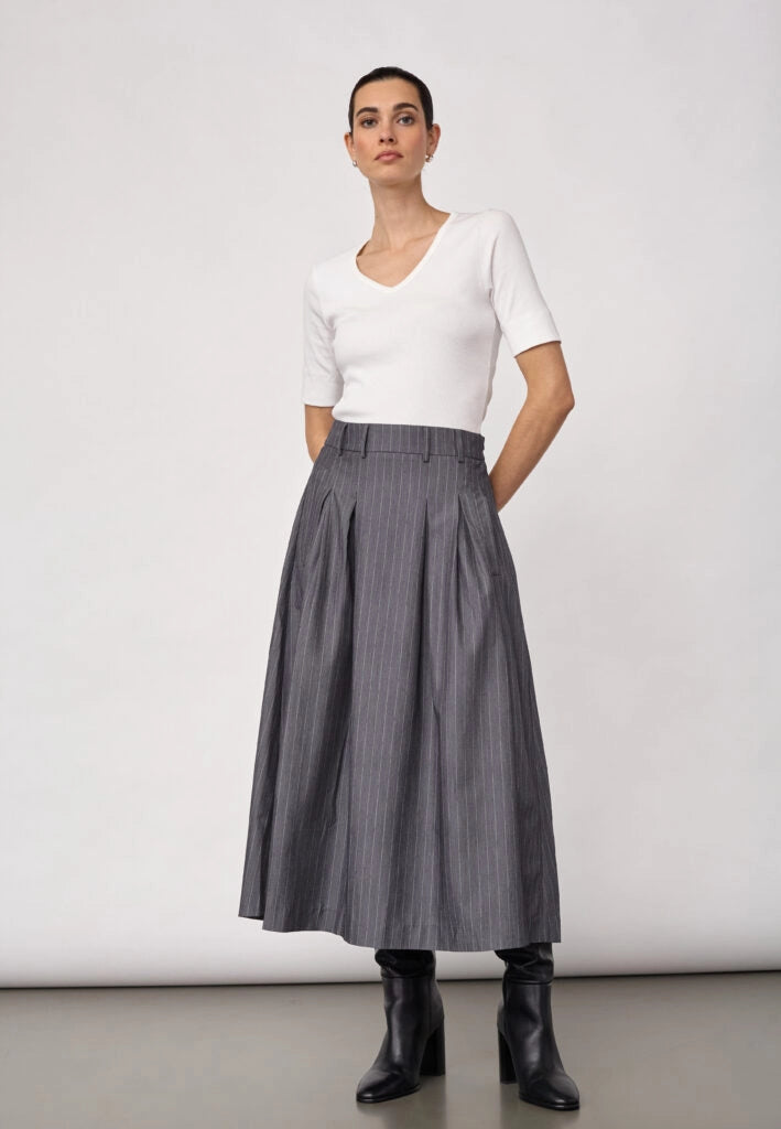 COCOUTURE Lyviacc Pleat PIN MID GREY: grigio gonna da donna