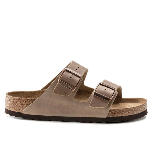 BIRKENSTOCK Arizona Plantilla Blanda Cuero Engrasado Light Brown, brun sandaler til kvinder hos Tascón