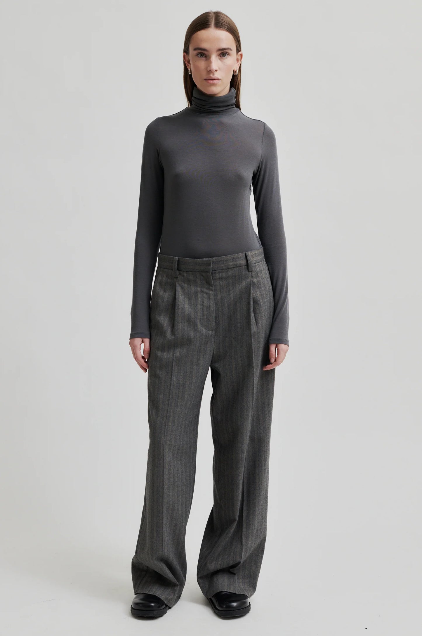 SECOND FEMALE | WOMEN'S PANTS | HOLLANDA TROUSERS DARK GREY MELANGE | GREY