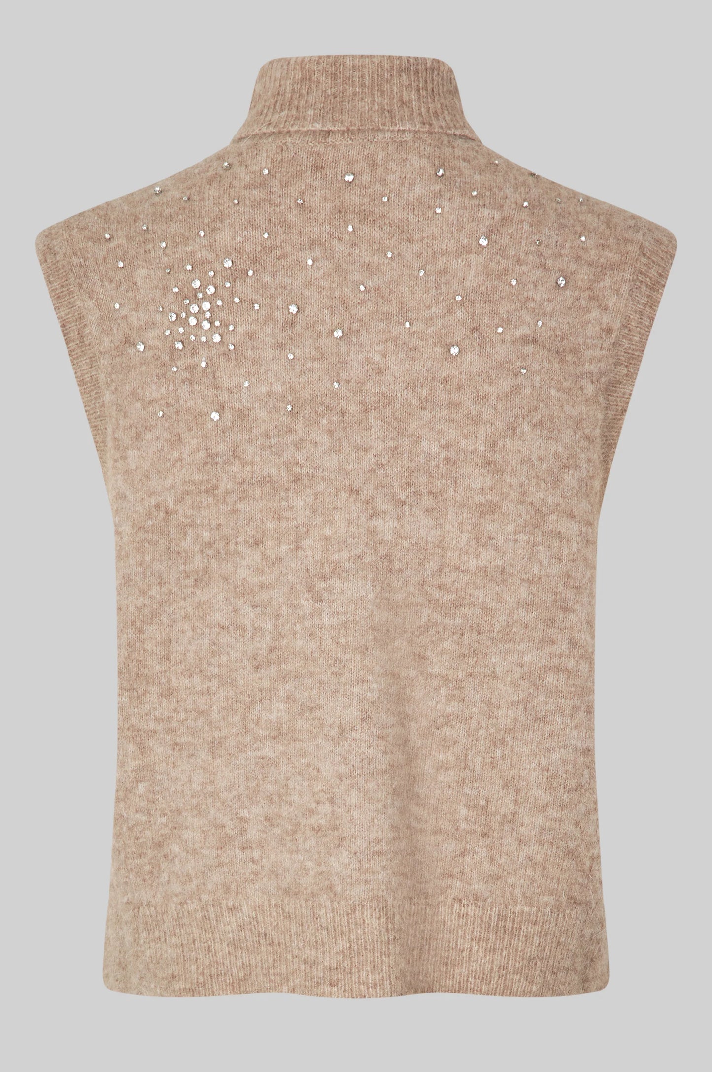 SECOND FEMALE | JERSEY MUJER | SPARKLING KNIT VEST ROASTED CASHEW | BEIGE