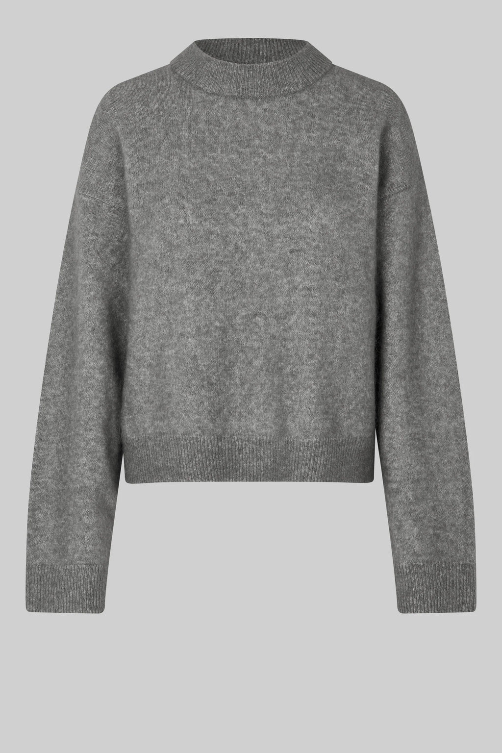 SECOND FEMALE | JERSEY | MUJER | BROOK KNIT DROP SHOULDER O-NECK CHARCOAL GRAY | GRIS