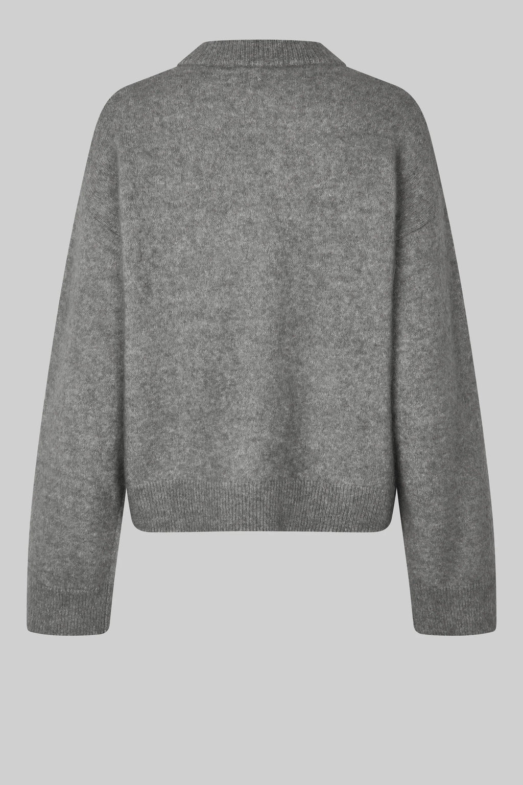SECOND FEMALE | JERSEY | MUJER | BROOK KNIT DROP SHOULDER O-NECK CHARCOAL GRAY | GRIS