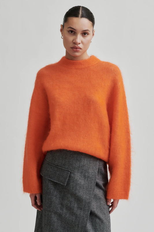 SECOND FEMALE | JERSEIS DONA | ANNELEEN KNIT O-NECK PUREED PUMPKIN | ORANGE