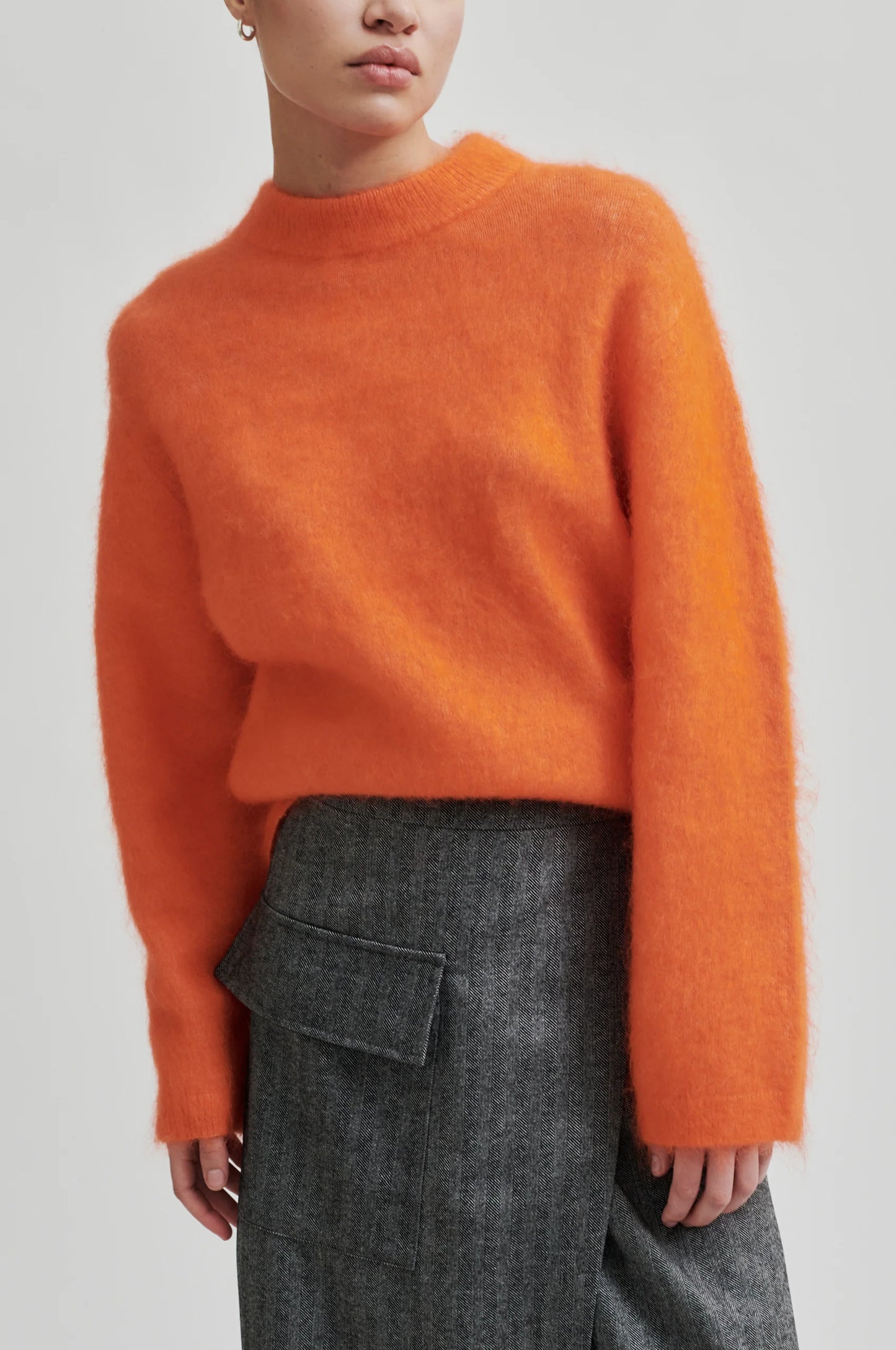 SECOND FEMALE | JERSEYS MUJER | ANNELEEN KNIT O-NECK PUREED PUMPKIN | ORANGE