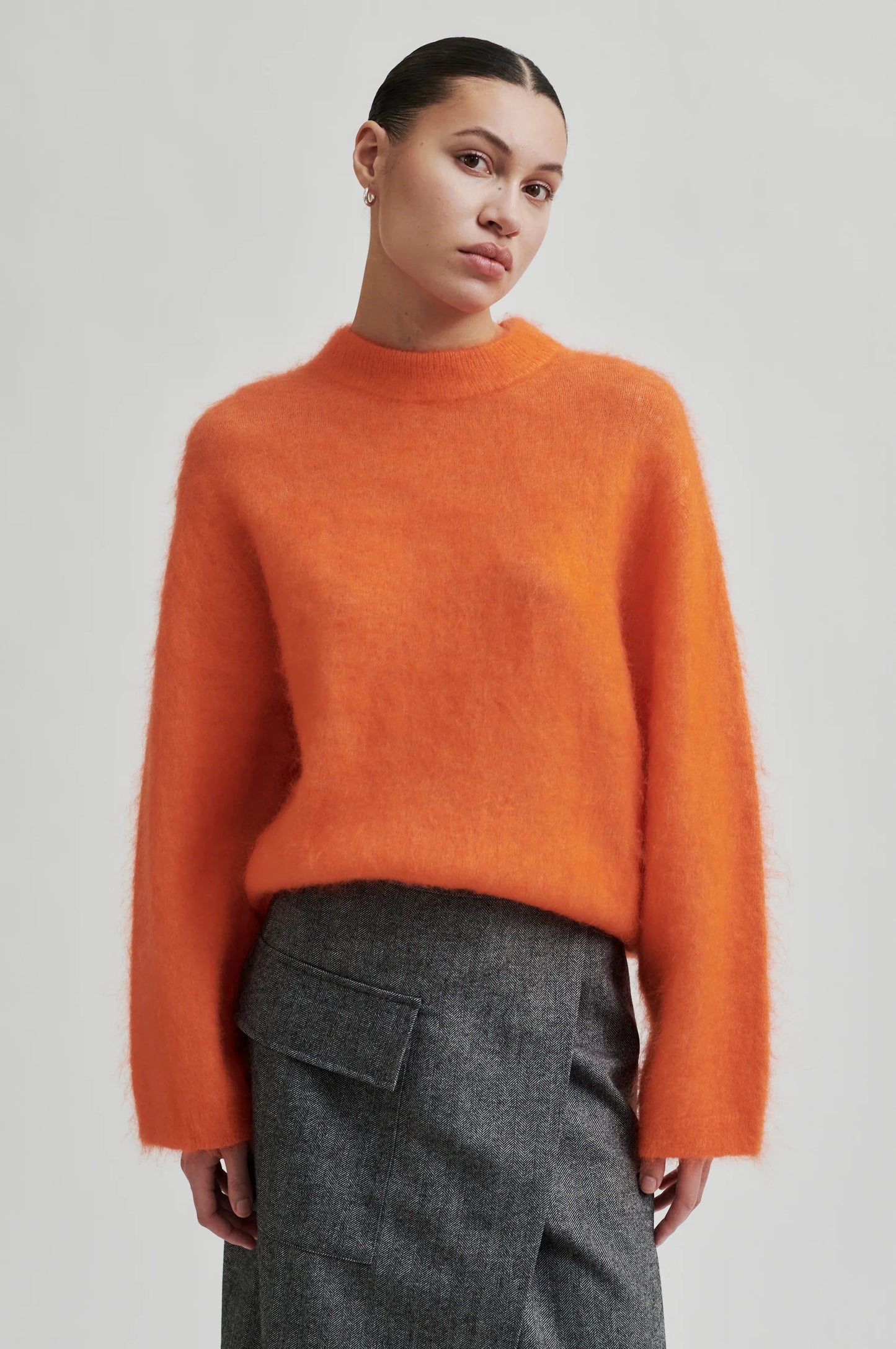 SECOND FEMALE | JERSEIS DONA | ANNELEEN KNIT O-NECK PUREED PUMPKIN | ORANGE