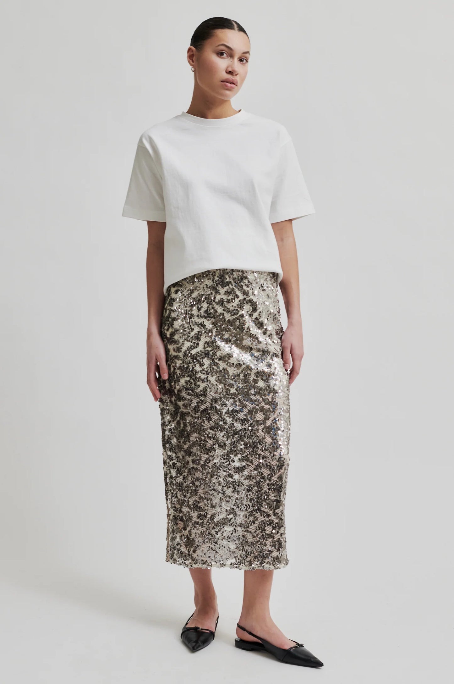 SECOND FEMALE | FALDAS Y VESTIDOS MUJER | PAILEY SKIRT SILVER BIRCH | PLATEADO