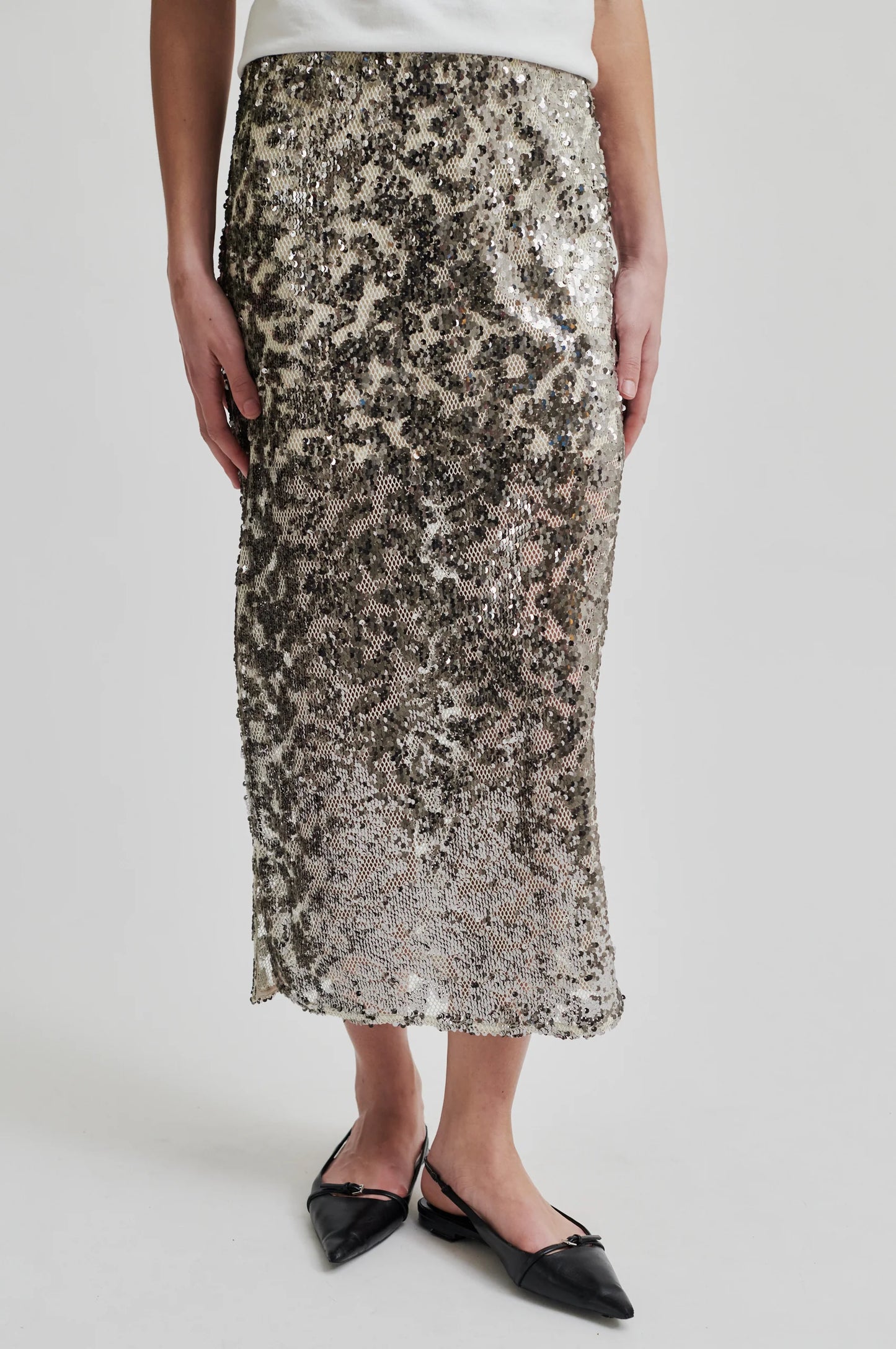 SECOND FEMALE | FALDAS Y VESTIDOS MUJER | PAILEY SKIRT SILVER BIRCH | PLATEADO