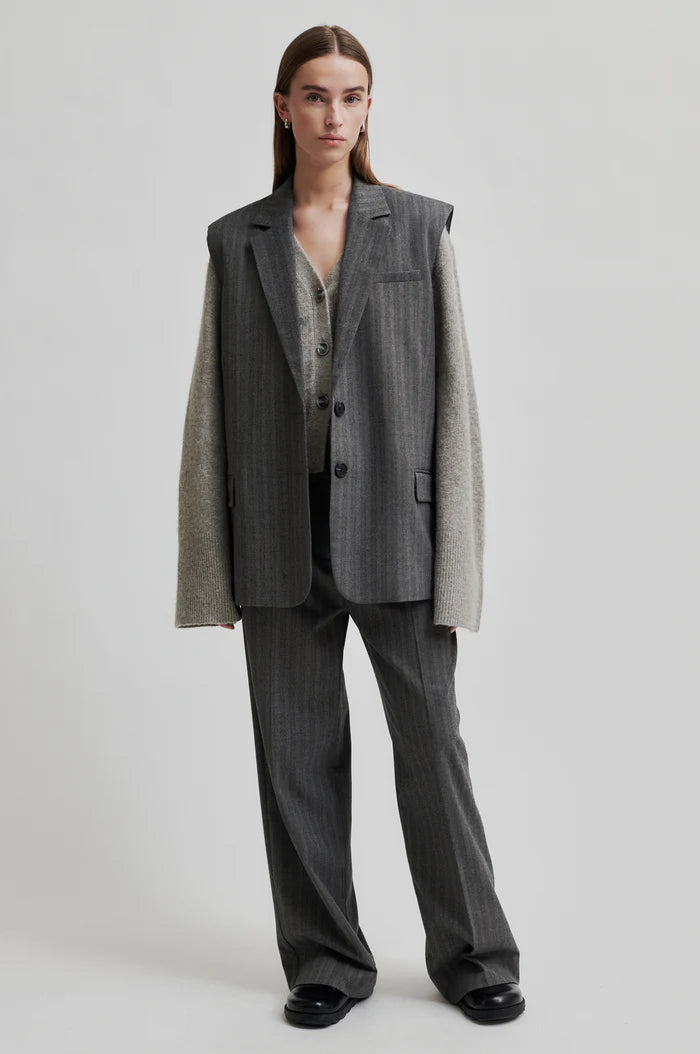 SECOND FEMALE | ARMILLA DONA | HOLLANDA OVERSIZE WAISTCOAT DARK GREY MELANGE | GRIS