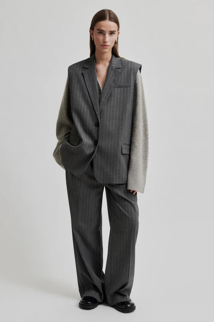 SECOND FEMALE | CHALECO MUJER | HOLLANDA OVERSIZE WAISTCOAT DARK GREY MELANGE | GRIS