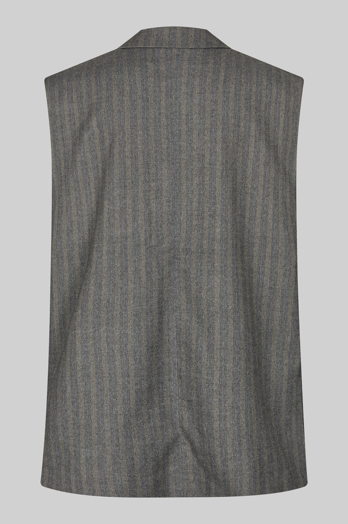 SECOND FEMALE | WOMEN'S VEST | HOLLANDA OVERSIZE WAISTCOAT DARK GRAY MELANGE | GREY